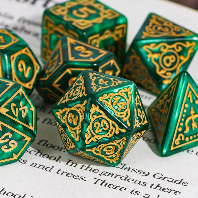 Poludie Dice DND, Polyhedral Dice Set(7 Pcs) D&D Dice with Leather Dice Bag for Role Playing Dice Games RPGs(Druid - Green) - Image 2